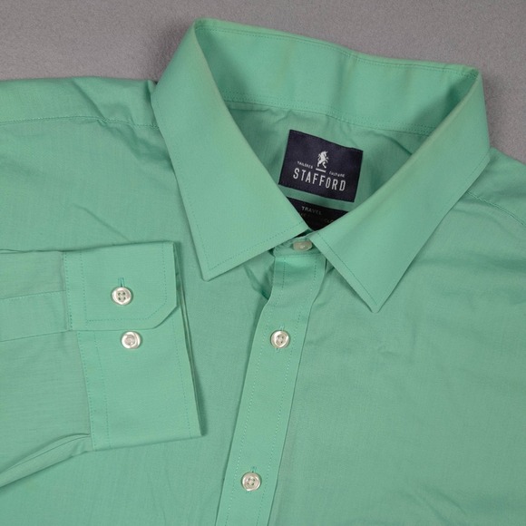 Stafford Other - Stafford Dress Shirt Mens 17.5 34-35 Green Travel Easy Care Broadcloth Regular
